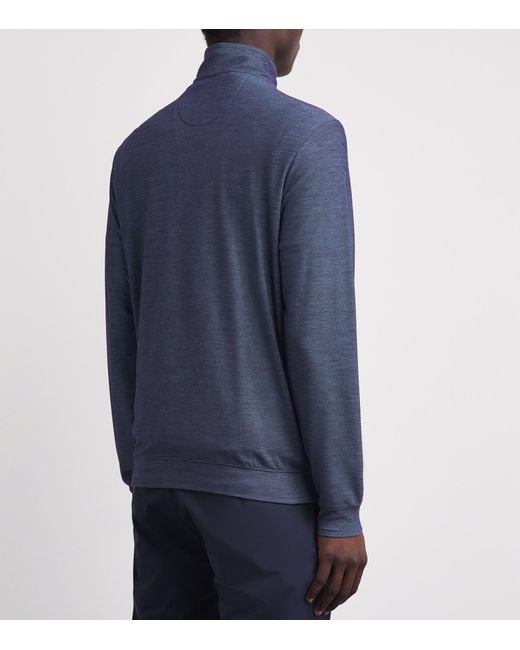 Ralph Lauren Blue Mesh Polo Pony Quarter-Zip Sweatshirt for men