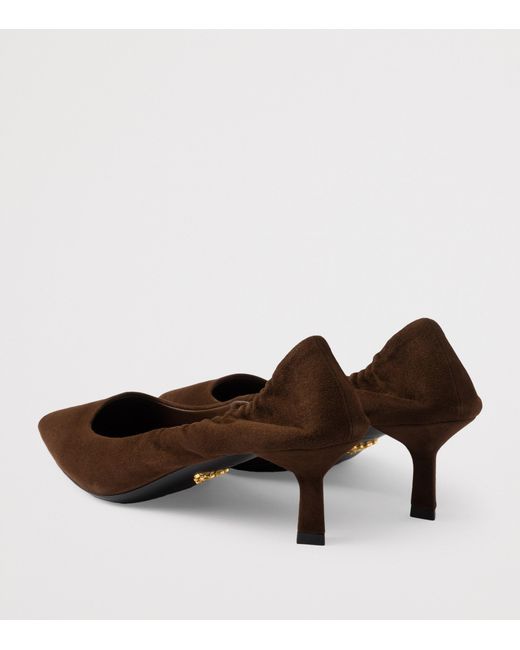 Prada Brown Suede Logo Pumps 55