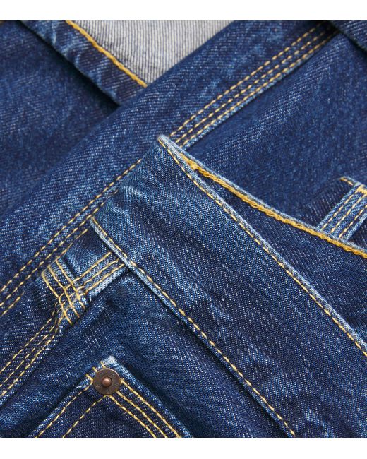 FRAME Blue The Cuffed Wide-Leg Jeans