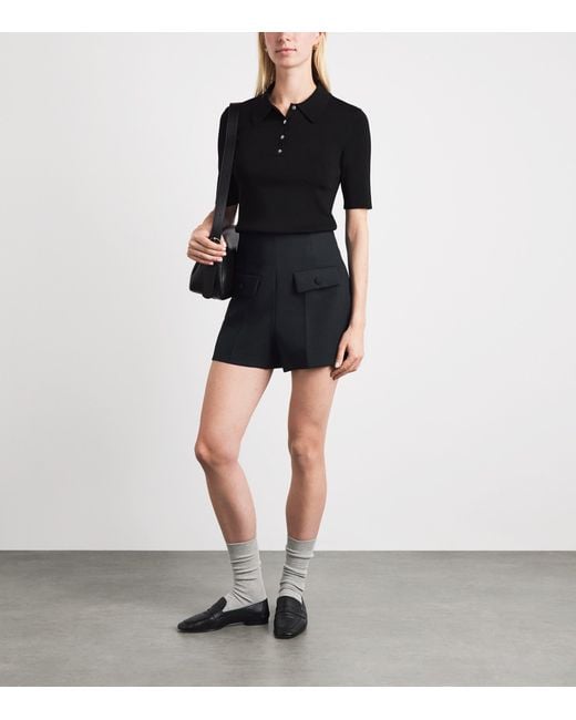 Sandro Black Wool High-Rise Shorts