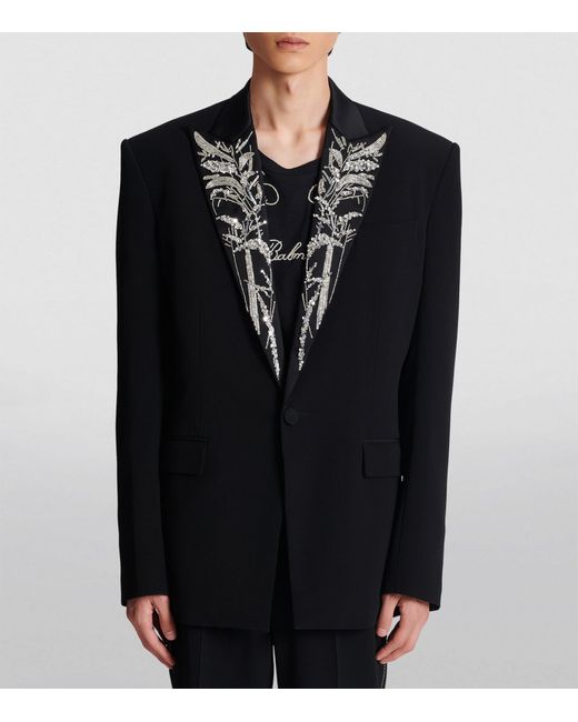 Balmain Black Embroidered Single-breasted Blazer for men