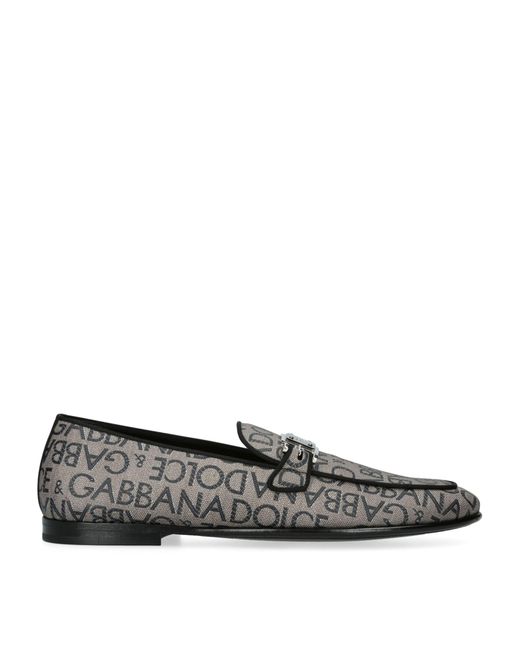 Dolce & Gabbana Gray Canvas Dg Loafers for men