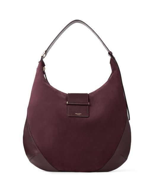 Jimmy Choo Purple Medium Suede Bar Shoulder Bag