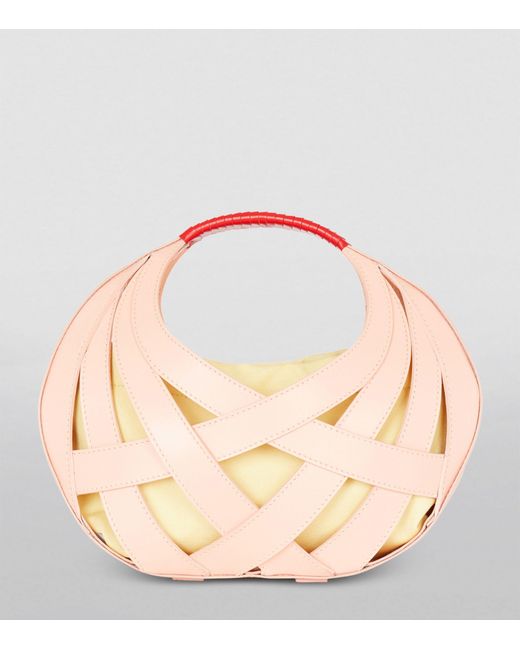Balmain Pink Leather Basket Top-handle Bag
