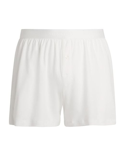 Sunspel White Sea Island Cotton Boxer Shorts for men