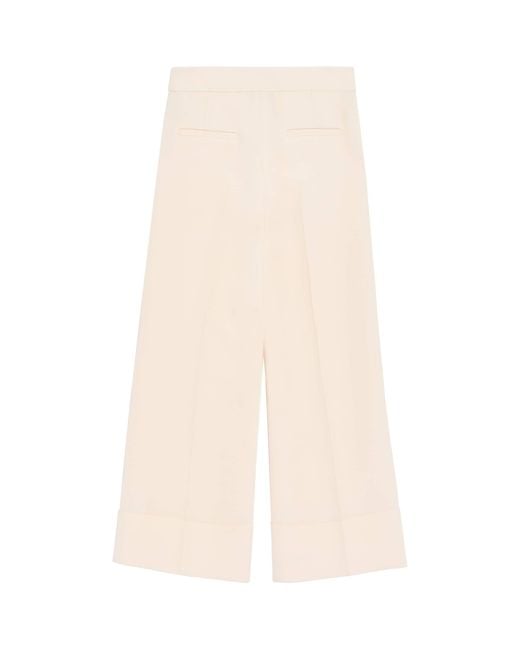 Valentino Natural Wool-Silk Crepe Tailored Trousers