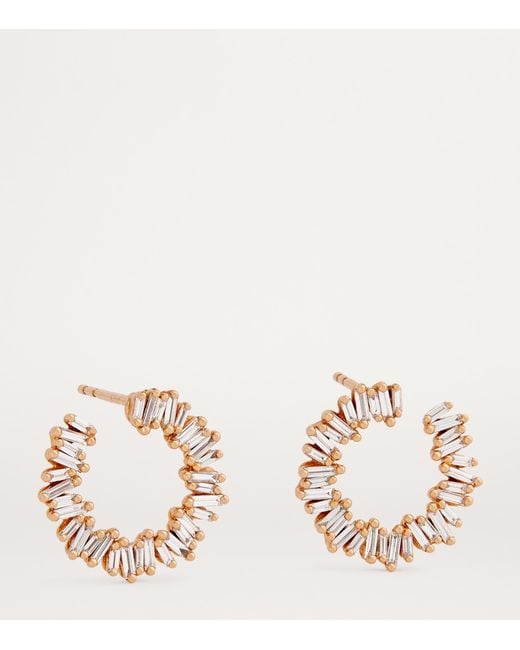 Suzanne Kalan Metallic And Diamond Classic Mini Sideways Hoop Earrings