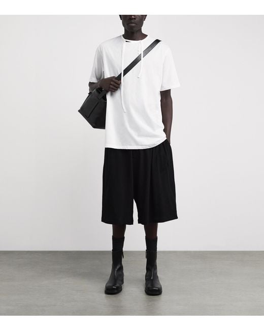 Yohji Yamamoto Black Cotton-Linen Elasticated Shorts for men