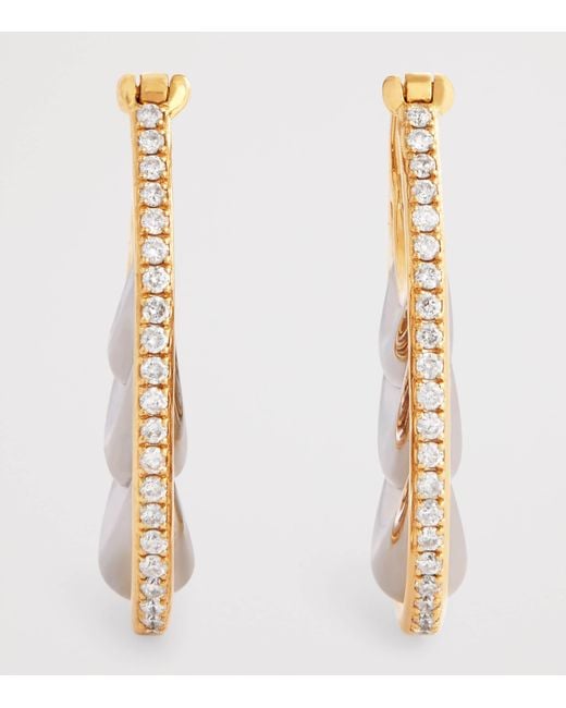 L'Atelier Nawbar Metallic And Diamond Triple Bloop Moon N*93 Hoop Earrings