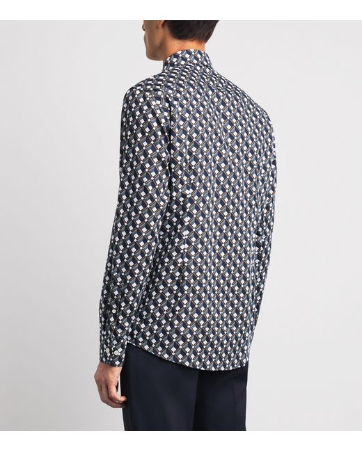 Eton of Sweden Blue Geometric Print Shirt for men