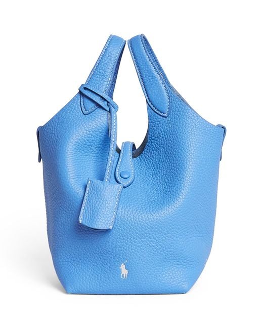 Polo Ralph Lauren Blue Mini Leather Polo Play Cross-Body Bag