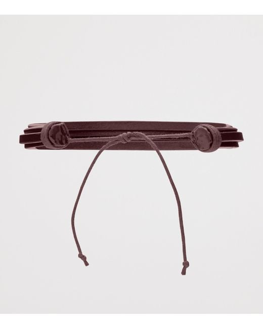 Saint Laurent Brown Leather Cord Cassandre Bracelet