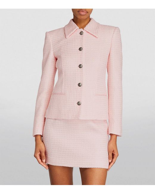 Alessandra Rich Pink Sequinned Tweed Blazer
