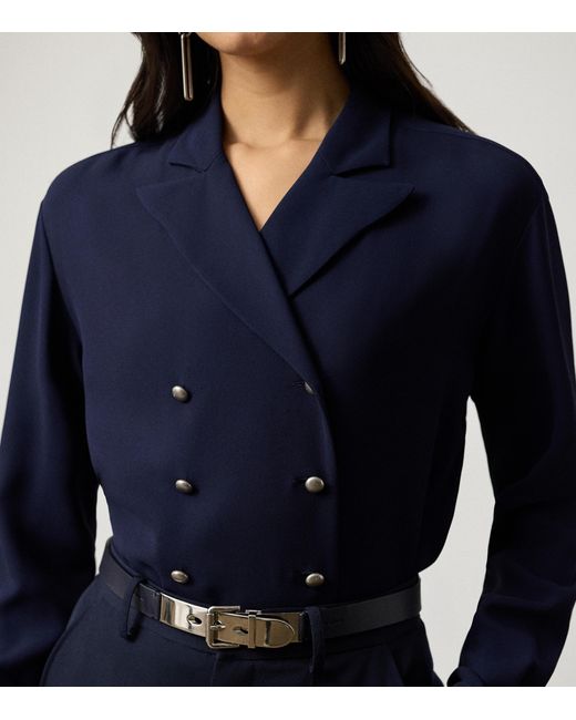 Ralph Lauren Blue Silk Cady Terrel Shirt