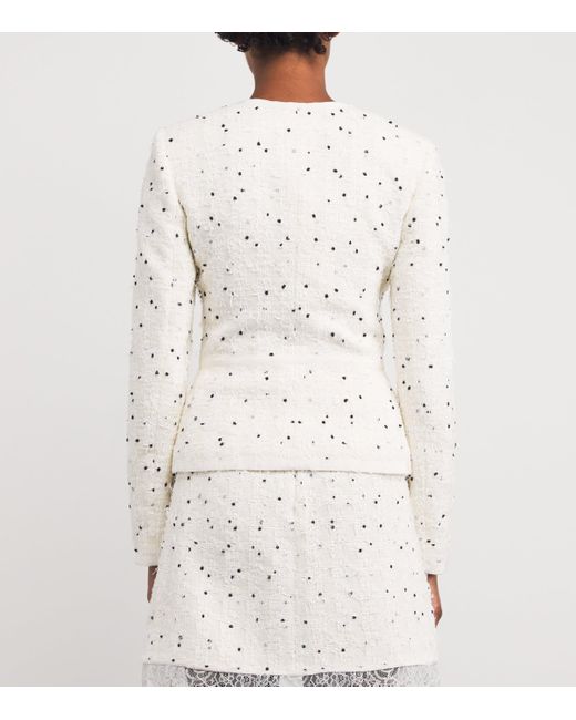 Giambattista Valli White Cotton-Blend Polka-Dot Jacket