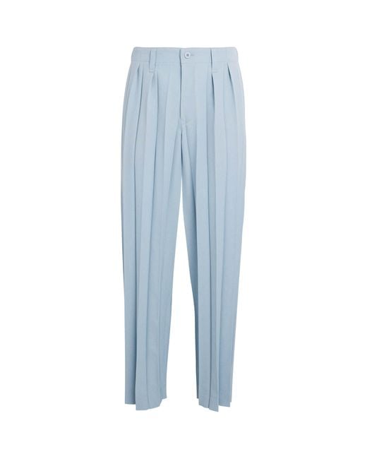 Homme Plissé Issey Miyake Blue Pleated Edge Ensemble Trousers for men