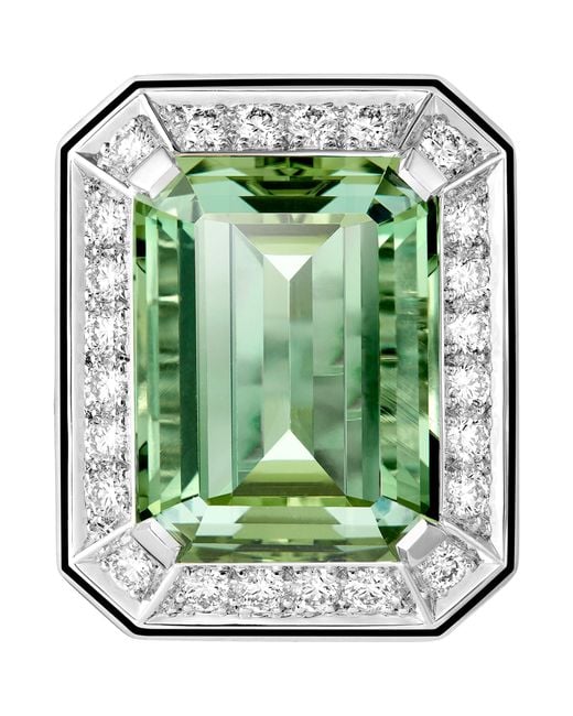 Boucheron Green Diamond And Tourmaline Vendôme Liseré Ring