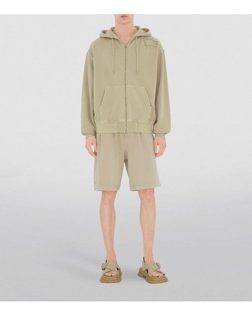 Burberry Natural Cotton-blend Zipped Hoodie for men