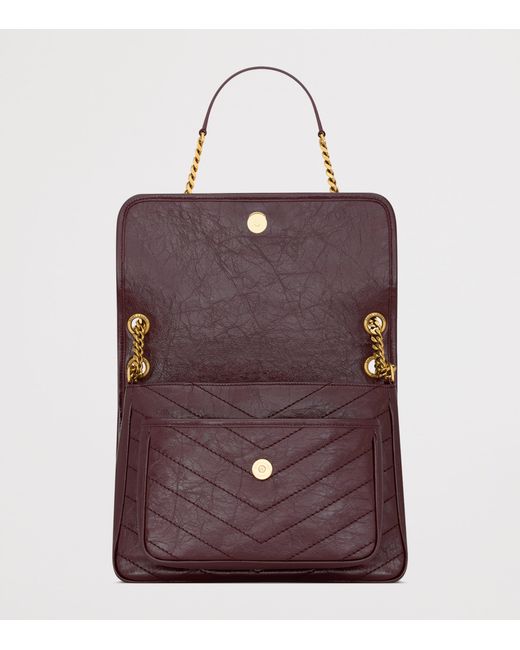 Saint Laurent Purple Medium Leather Niki Shoulder Bag
