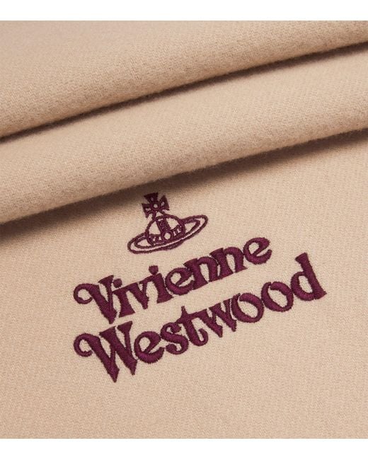 Vivienne Westwood Natural Wool Embroidered Logo Scarf