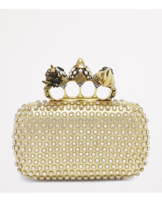 Alexander McQueen Metallic Crystal Bosch Knuckle Clutch Bag