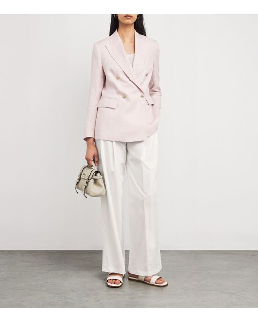 Eleventy White Double-Pleated Tailored Trousers