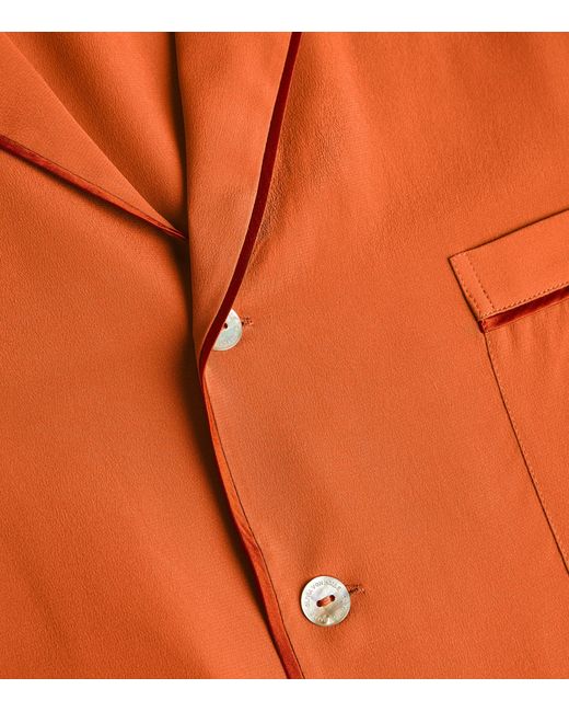Olivia Von Halle Orange Silk Yves Pyjama Set