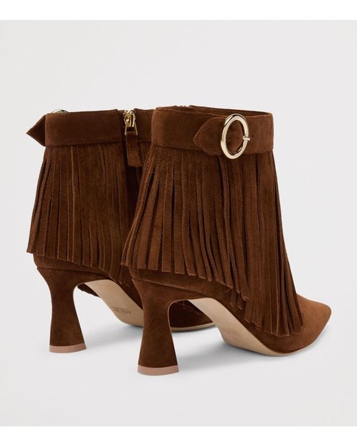 Malone Souliers Brown Suede Fringed Donni Heeled Ankle Boots 70