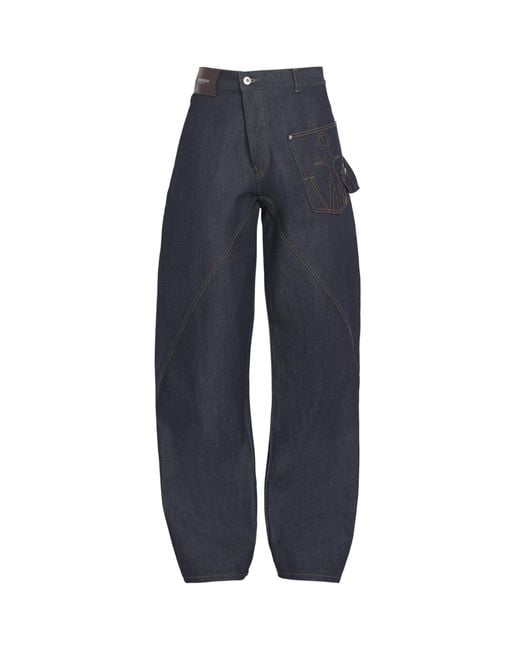 J.W. Anderson Blue Twisted Wide-Leg Jeans for men