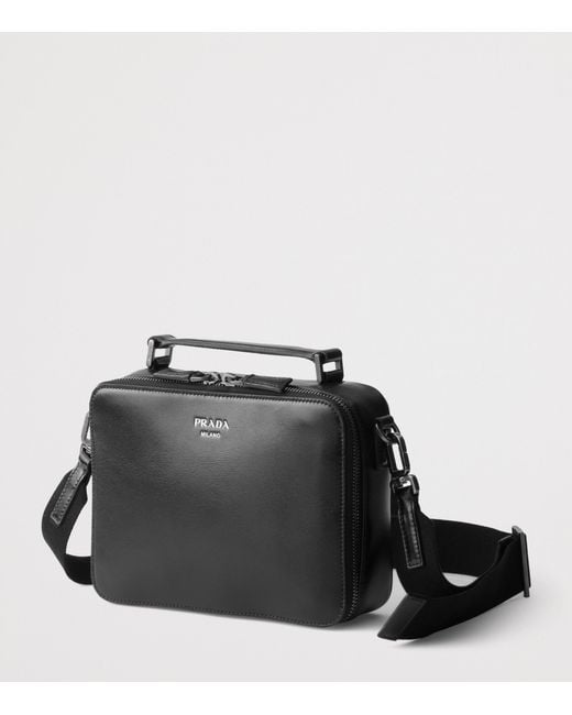 Prada Black Leather Brique Cross-Body Bag for men