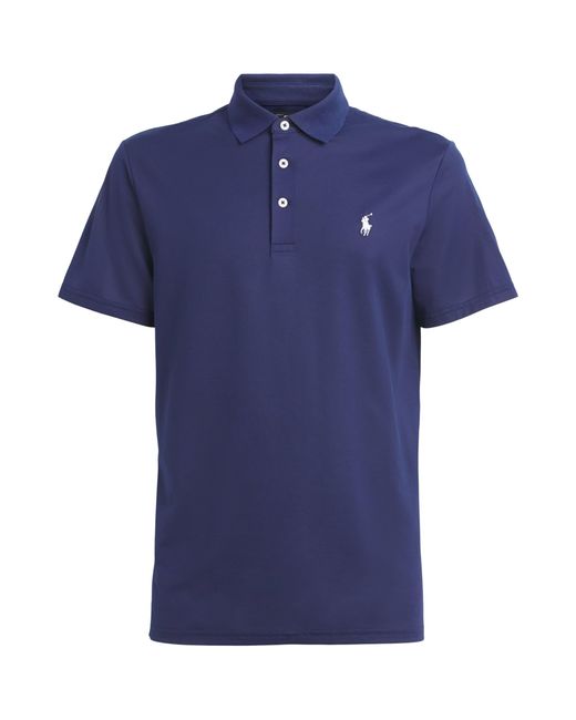 Ralph Lauren Blue Tailored Fit Performance Polo Shirt for men