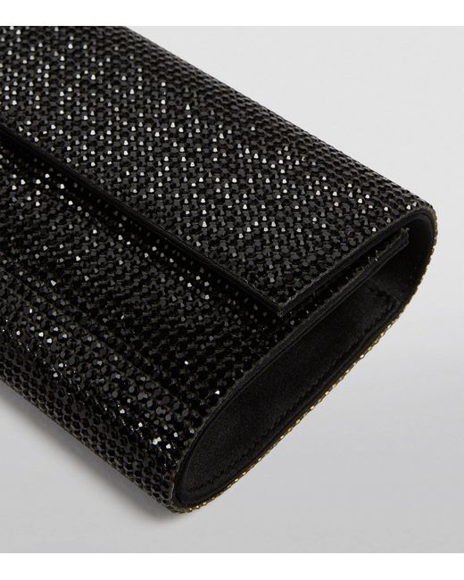 Judith Leiber Black Satin Crystal-Embellished Perry Clutch Bag