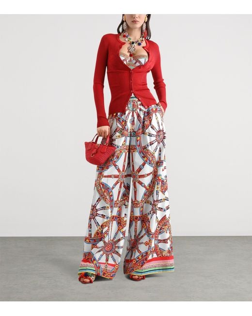 Dolce & Gabbana Red Cotton Carretto Trousers