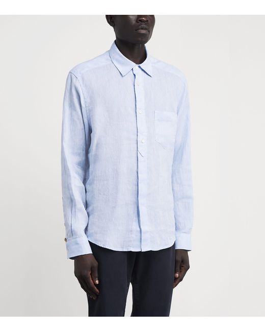 Jacob Cohen Blue Linen Long-Sleeve Shirt for men
