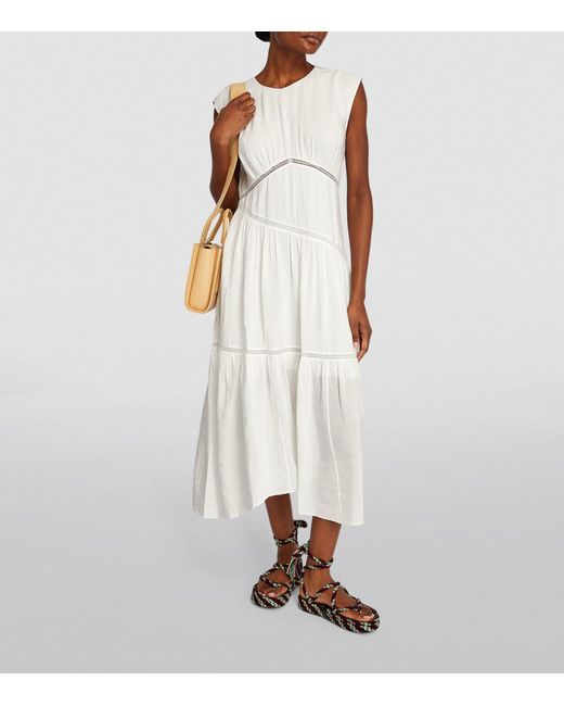 FRAME White Linen-blend Midi Dress