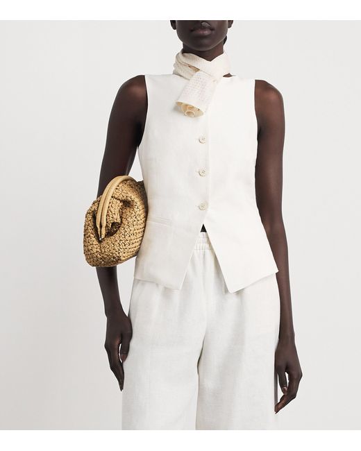 Eleventy White Silk Scarf