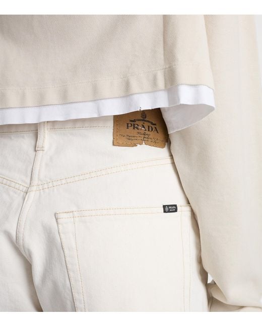 Prada White Old Denim Shorts