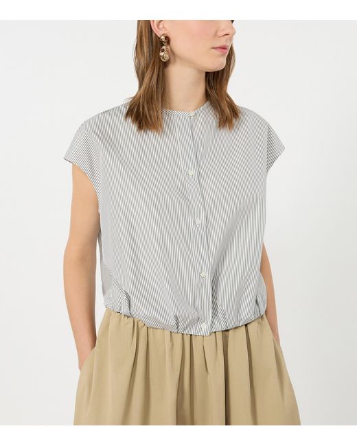 Weekend by Maxmara White Collarless Stripe Shirt