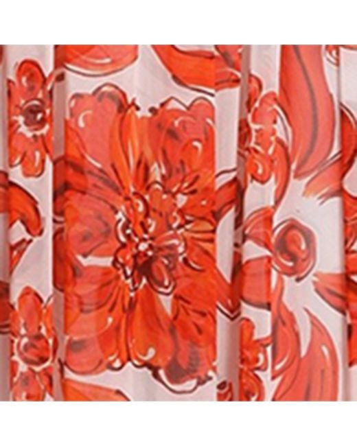 Dolce & Gabbana Red Silk Majolica Print Kaftan Maxi Dress