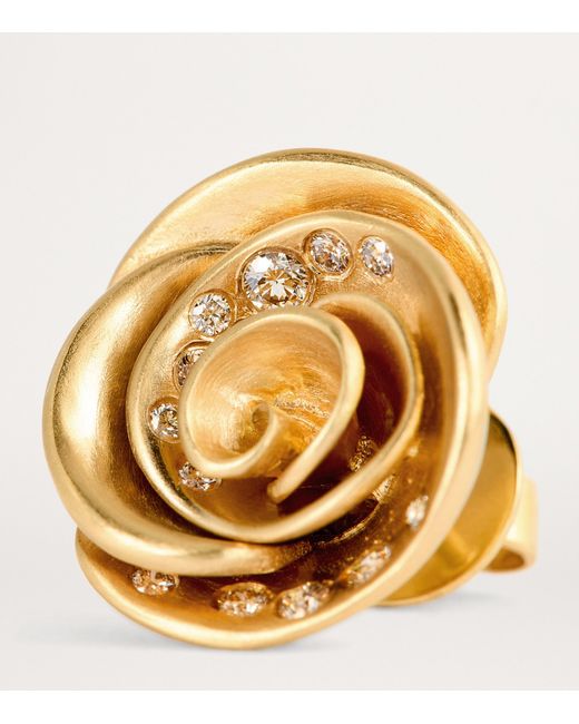 Nada Ghazal Metallic And Diamond Pop Of Hope Rose Stud Earrings