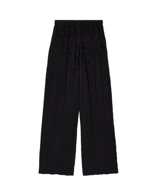 Balenciaga Black Silk Logo Print Trousers
