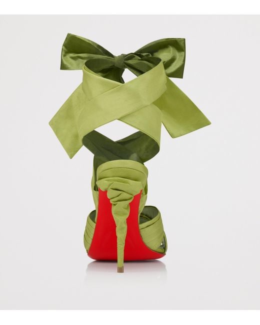 Christian Louboutin Green Affabula Lace-Up 100 Silk-Taffeta Heeled Sandals