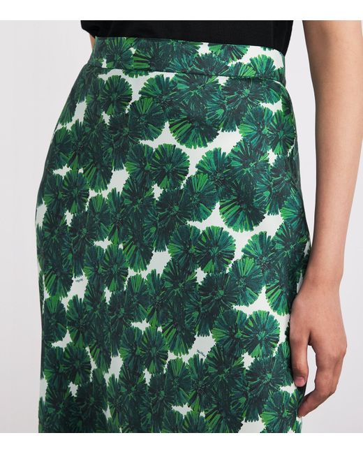 Max Mara Green Silk Printed Maxi Skirt