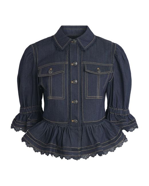 Cinq À Sept Blue Guipure Lace-Trim Sylvia Jacket