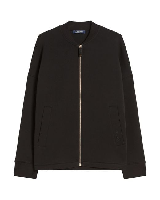 Max Mara Black Cotton-Blend Zip-Up Jacket