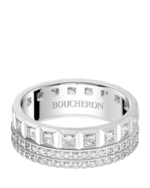 Boucheron Metallic White Gold And Diamond Quatre Radiant Edition Wedding Ring