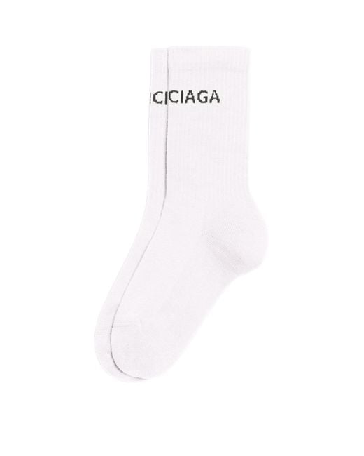 Balenciaga White Logo Tennis Socks