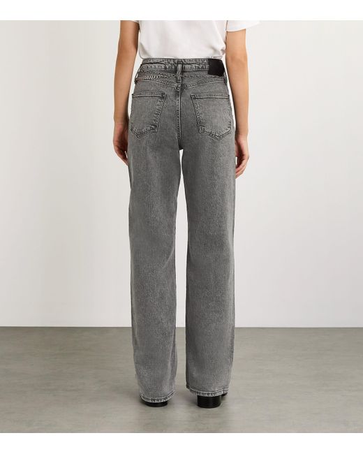 Maje Gray Chain-Detail Wide-Leg Jeans