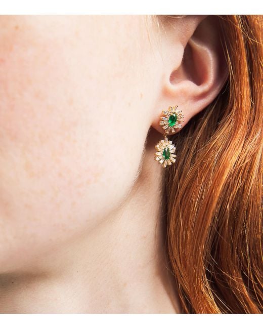 Suzanne Kalan Green Diamond And Emerald One Of A Kind Drop Earrings