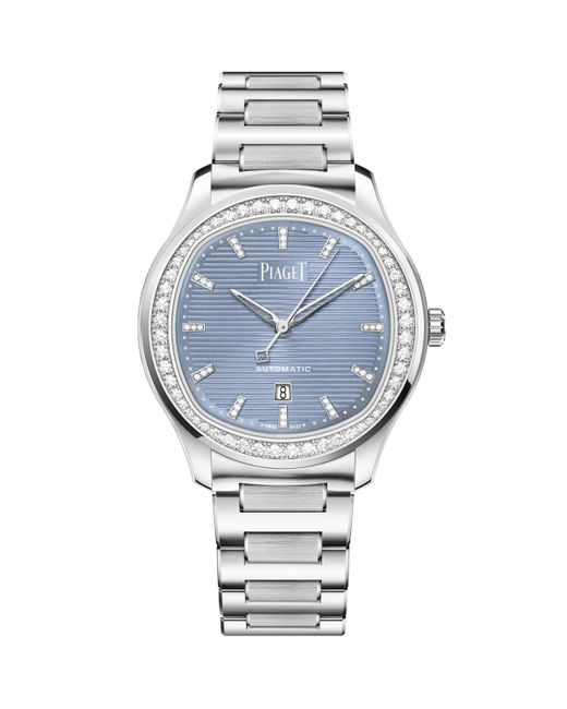 Piaget Metallic Stainless Steel And Diamond Polo Date Watch